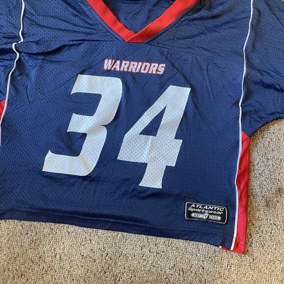 Vintage Athletic Sportswear Jersey Sz XS USA Made Warriors 34 Mesh Cropped - Picture 2 of 6